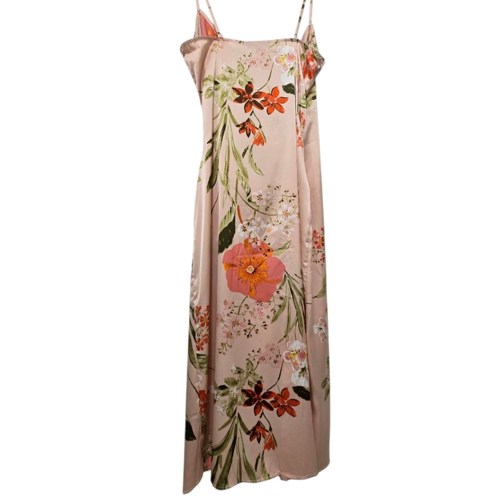 Lulus Remarkable Entrance Floral Print Satin Dress Spring Size Large Pink NWT - Picture 10 of 13